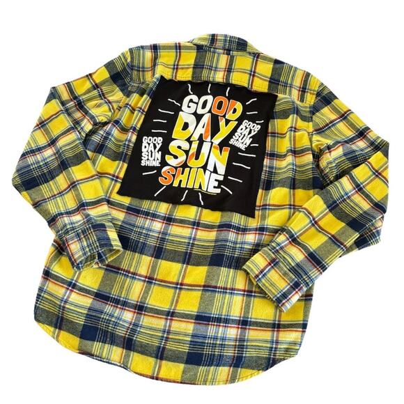 Via Penny Lane Reworked Apparel The Beatles Good Day Sunshine Yellow Flannel - Picture 1 of 9
